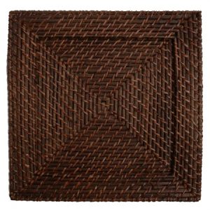 brown square wicker charger