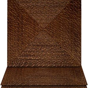 set of four brown square wicker charger