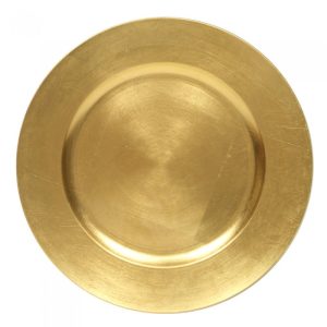 gold lacquered acrylic charger