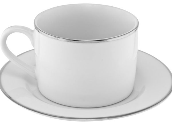 silver line china coffee cup and saucer