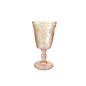 Pink Cut Glass Goblet