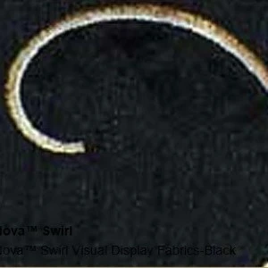 Curved golden-edged linen or fabric rental item with dark background.
