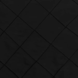 Black diagonal crosshatch textured fabric with geometric diamond-shaped pattern.