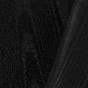 Blurred dark black textured fabric with indistinct shadowy surface and muted tonal variations.