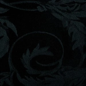 Dark black textured fabric with swirling shadowy pattern and deep monochromatic tones.