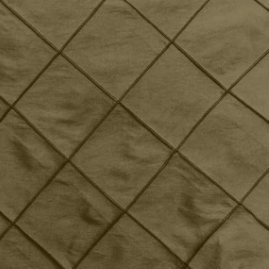 Olive green pintuck fabric with diagonal diamond pleated texture for event linens.