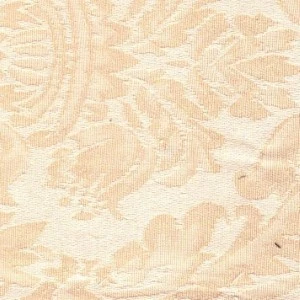Ivory textured fabric swatch with delicate floral damask pattern and soft beige tones.