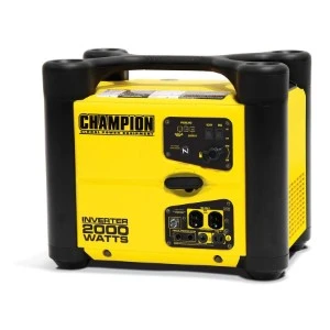 Yellow and black Champion 2000-watt portable inverter generator with digital display.