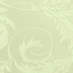 Light sage green fabric with subtle floral and leaf swirl texture for elegant event linen rental.