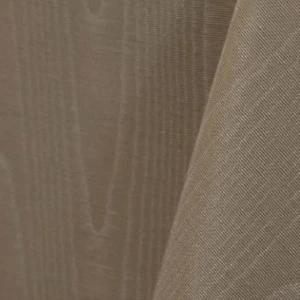 Neutral beige fabric with fine vertical ribbed texture and soft folded draping.