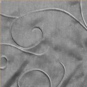 Silver metallic curved linen with soft rippling texture and organic circular shapes.