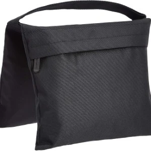 Black heavy-duty sandbag weight for photography or film lighting equipment.