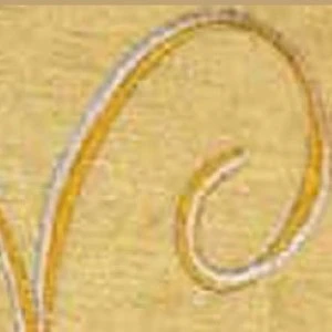 Curved golden scroll design with soft yellow and beige tones on textured background.