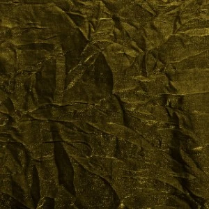 Olive green crinkled velvet fabric with deep textural folds and rich, dimensional surface.