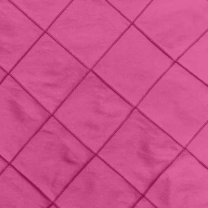 Bright pink textured fabric with diagonal pintuck lines and diamond grid pattern.