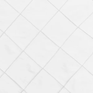 White textured ceramic tile with diagonal grid pattern and subtle light gray lines.