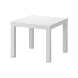 White square side table with clean lines and minimalist design for modern event rentals.