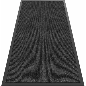 A black bar mat with a woven top and rubber edges and back